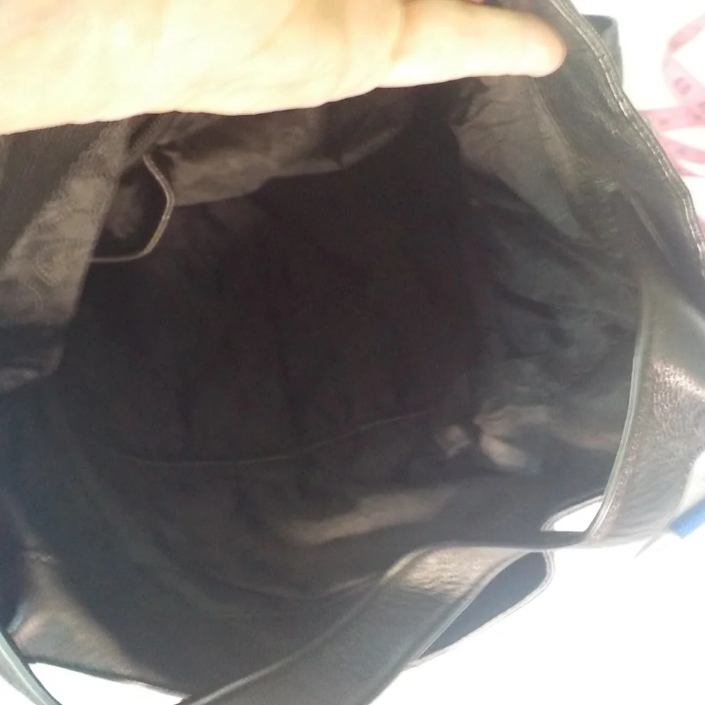 Black Leather Laptop/Biker/Tablet Tote